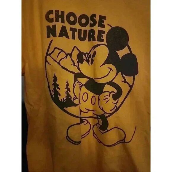 Disney Mens Mickey Mouse Choose Nature Yellow Tee Shirt Sz M NWT Excellent CR6 - Picture 1 of 5